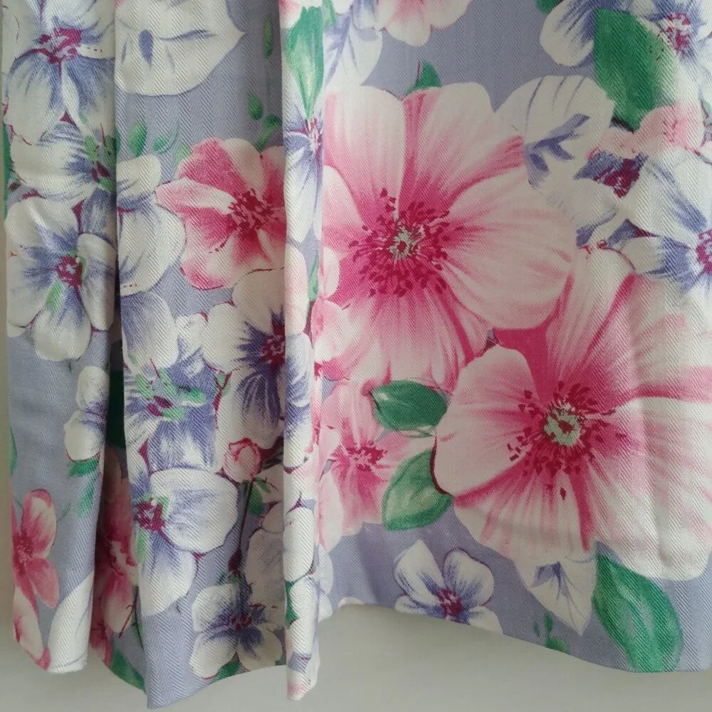 Vintage long button down midi maxi skirt purple pink and green floral Medium - Picture 5 of 14